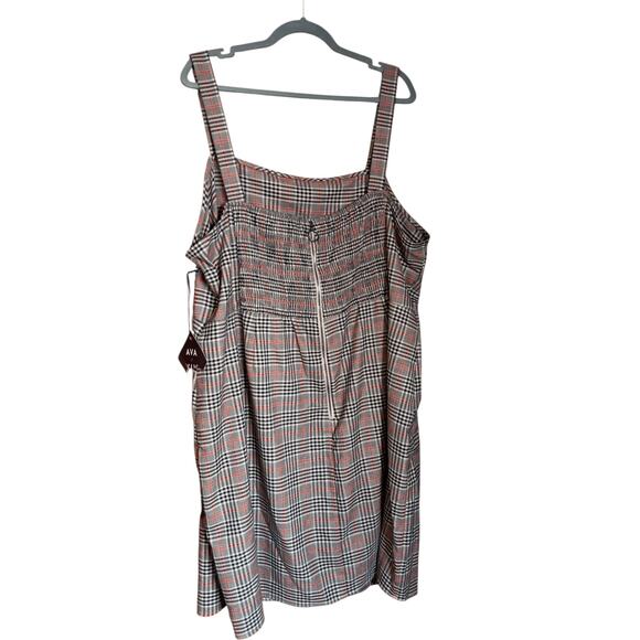 NEW AVA & VIV Dress Plus 3X Plaid Jumper Pinafore Fall Career Office Brown Black - Picture 9 of 9